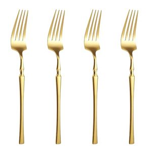 Ensemble de fourchettes en métal plaqué or, finition miroir, manche long, design moderne, durable, couverts de mariage - Product Image 1