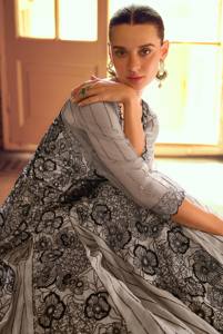 Vestido indio pakistaní Shimar Jacquard de seda, salwar kameez listo para usar, con bordados elaborados, largo hasta el suelo, para mujer. - Product Image 4