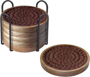 Luxury 6PCS Natural Wooden Cork Eco-Friendly Heat Resistant Coasters 10mm Thick for <b>Table</b> <b>Protection</b> Coffee Kitchen Bar Home - Product Image 4