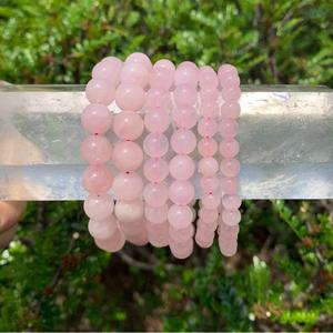 Natural Stone Rose Quartz Crystal Beads Folk Art Fairy Style Round Polished Handmade Bracelets Women <b>Men</b> Healing Energy 8mm - Product Image 3