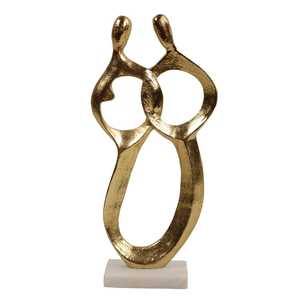 Abstract Gold Plated Aluminum Sculpture <b>Figure</b> Contemporary Art Decor Tabletop Display 41cm Height for Theme Living Room Decor - Product Image 1