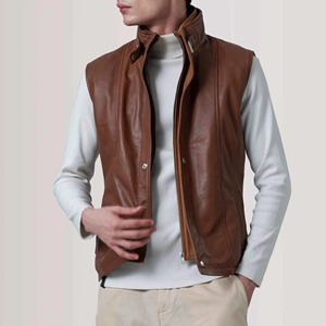 Chaleco de cuero para hombre, estilo casual, sin mangas, para club de motociclistas, personalizable, en oferta, el mejor chaleco de cuero para motociclistas. - Product Image 5