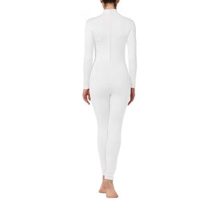 Combinaison longue blanche en maille pour femme, col roulé, taille haute, coupe ajustée, respirante, en coton et élasthanne, style bodycon - Product Image 5