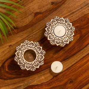 Wooden <b>Tealight</b> Candle <b>Holder</b> Rustic Handmade Home Decor Natural Wood Candle Stand for Wedding Table Centerpiece - Product Image 4