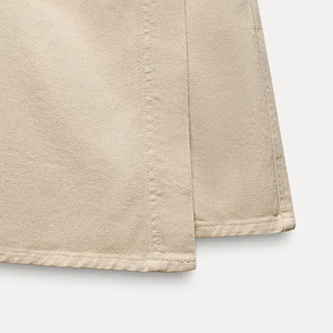 Factory Price Fashionable Natural Waist Women Denim <b>Skirt</b> Cotton Breathable Midi <b>Wrap</b> <b>Skirt</b> Embroidered Lacing Casual Wear - Product Image 4