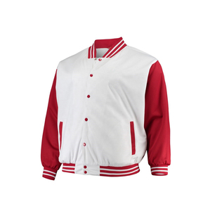 Nouvelle veste bomber universitaire en laine bleu roi et cuir noir, col montant, style universitaire, design streetwear, logo frontal - pour l'hiver - Product Image 1