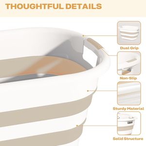 Cesto per Bucato Pieghevole in Plastica da 43L (11,5 Galloni), Contenitore di Stoccaggio Grande Capacità - Product Image 5