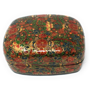 Boîte de rangement ovale décorative en papier mâché floral de qualité supérieure, produits en papier mâché faits à la main, fabriqués en Inde - Product Image 1