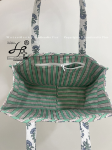 Sac à main matelassé en coton pliable et élégant pour femme, couleur verte, sac de shopping pour femme, sac fourre-tout de luxe pour femme, petit et spacieux, vente en gros - Product Image 5