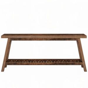 Mesa Consola Rústica Marrón, Mesa de Sofá Extralarga con Estante Inferior de Listones, Mueble de Entrada Estilo Granja - Product Image 5