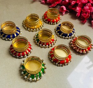 Portavelas Decorativo de Metal Hecho a Mano, Colorido, Ecológico, Duradero, Regalo Perfecto para Diwali, Ganpati Pooja, Acción de Gracias - Product Image 2