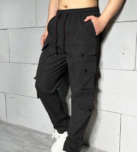 Pantalon cargo léger EMRG pour homme, en velours côtelé imperméable, à jambes larges, avec poche à rabat et cordon de serrage à la taille, 100% coton - Product Image 5