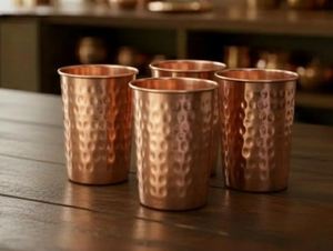 Ensemble de 6 gobelets en cuivre texturé à fossettes, collection artisanale de verres à eau, tasses à boisson, vaisselle de table, articles cadeaux - Product Image 2