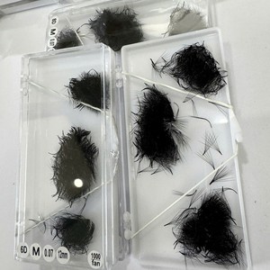 เวียทคิงแลช ขนตาปลอมแบบแฮนด์เมด 3D-8D ความหนา 0.07 มม. แบบ CC/DD/M/L Curl สีดำด้านธรรมชาติ ยาว หนา วอลลุ่ม  ทำจากเส้นใยสังเคราะห์ - Product Image 1