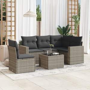 Garden <b>Sofa</b> Set Grey <b>Rattan</b> Cushioned Outdoor Furniture Contemporary Design - Product Image 1