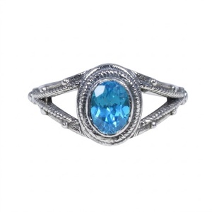 Bague élégante en argent sterling 925 massif avec topaze bleue naturelle, bijou artisanal de créateur, pierre de naissance de novembre, vente en gros - Product Image 3
