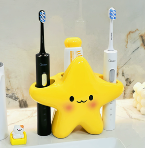 ที่วางแปรงสีฟันไฟฟ้ารูปดาวน่ารัก ที่วางแก้วในห้องน้ำ ที่วางสบู่สีเหลือง อุปกรณ์จัดระเบียบบนเคาน์เตอร์ - Product Image 3