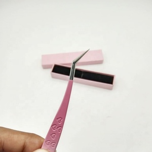 Pince à épiler professionnelle en acier inoxydable à revêtement en poudre rose pour bébé avec logo personnalisé Extension de cils antibactérien léger - Product Image 1
