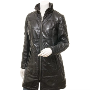 Chaquetas de Cuero Largas con Capucha para Mujer, Diseño Personalizado 2026, Alta Calidad, Precio al por Mayor, Chaqueta de Cuero para Mujer con Cierre Frontal - Product Image 1