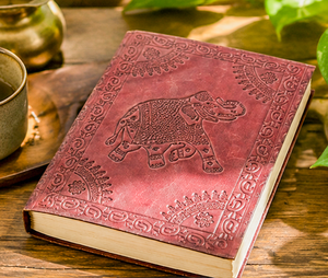 Handmade Genuine Leather Journal with Elephant Embossed Cover | Vintage Leather <b>Diary</b> <b>Notebook</b> | Refillable Writing Journal - Product Image 1