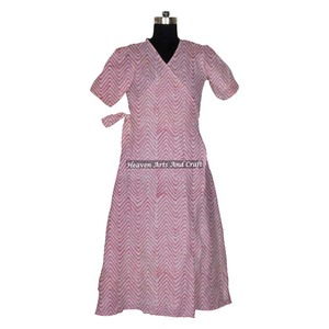 Floral Print Handmade Soft Cotton V-neck Kimono Dress Summer Nightwear Block Prints Floor-Length Bridesmaid <b>Robe</b> <b>Beach</b> Cover - Product Image 3