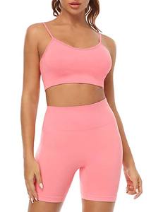 <b>Women</b> Athleisure Matching Set Elastic Crop Top & High Rise Cycling <b>Shorts</b> Casual Fitness Apparel - Product Image 4