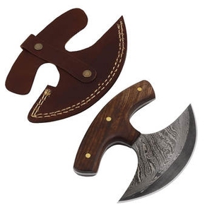 Cuchillo para Pizza de Acero de Damasco y Madera Hecho a Mano de la Mejor Calidad con Funda de Cuero - Product Image 2