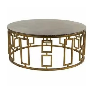 Table basse grise de haute qualité avec cadre doré à motif couronné, pour villa de luxe, salon, table décorative. - Product Image 3
