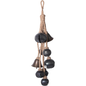 Campana de Metal de Diseño Antiguo con Cuerda de Yute, Acabado en Latón Antiguo, Campana Navideña Colgante de Metal Hecha a Mano en India - Product Image 4