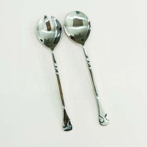 Cuillère et fourchette de haute qualité ustensiles de service plaqué argent avec poignée en or cuisine Design royal ensembles de table à manger couverts - Product Image 5