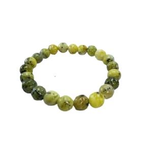 Pulsera redonda hecha a mano con cuentas de piedra de serpentina de limón Feng Shui para hombres y mujeres, tamaño 8-10 mm, joyería de moda, energía - Product Image 1