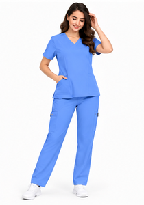 Tenue médicale personnalisée 3 pièces en tissu extensible doux pour infirmières, médecins, pharmacie, hôpital, vêtements de travail chirurgicaux unisexes - Product Image 2
