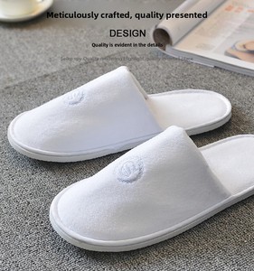 Pantuflas de Hotel de Lujo en Velour, Pantuflas de <span class=keywords><strong>Spa</strong></span> de Punta Cerrada de Primera Calidad para Resorts de Cinco Estrellas, Suaves y Cómodas - Product Image 4