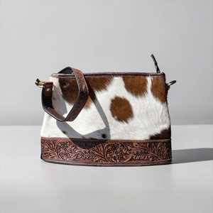 Genuine Leather Shoulder <b>Bag</b> Animal Print Single Strap Zipper Closure Vintage Style Women's Handbag All Seasons Daily Use - Product Image 1