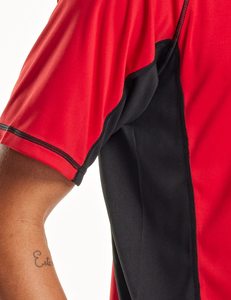 T-shirt de sport rouge à manches courtes pour homme, séchage rapide, color block, polyester, haut de gamme, très demandé, best-seller - Product Image 2