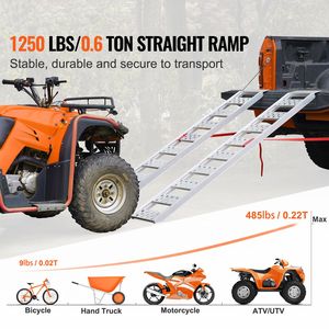 Rampe de chargement portable en alliage d'aluminium de 1250 lb pour motos, VTT, camions, tondeuses à gazon – Nouvelle rampe droite avec bandes de chargement - Product Image 2