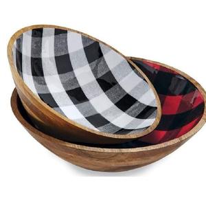 Tazón Redondo de Madera de Mango Hecho a Mano, Duradero, para Frutas, Nueces, Dulces, Aperitivos y Bocadillos, Diseño Contemporáneo, para Uso en el Hogar y Fiestas - Product Image 1