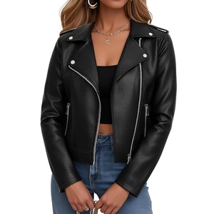OEM Women's Jacket Leather Sample Support Factory Wholesale Women's Long PU Leather Jacket European and American Printed - Product Image 1