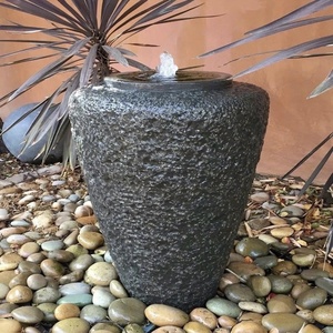 Fontaine en pierre de basalte naturelle moderne, pot de décoration de jardin, texture ciselée à la main, élément aquatique extérieur, marque personnalisée, garantie 1 an - Product Image 2