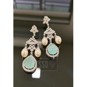 Royal Premium Quality Silver Polish <b>Earrings</b> Modern Wear Party Wedding Function Wear Collection For Women And Girl - Product Image 1