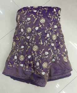 ผ้าไหมวิสโคสแท้พิมพ์ลายปักประณีต พร้อมงานปักลูกปัดละเอียดอ่อน ดีไซน์เนอร์ออกแบบ - Product Image 1