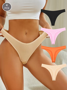 Women's High-Rise Ribbed Lift Panties Breathable Comfortable Stretch Basic Solid Color Briefs 1pc Fall Winter Underwear - Product Image 3