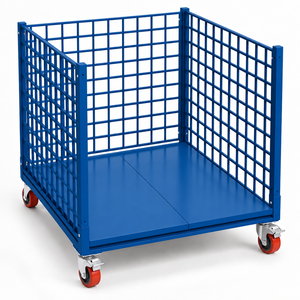 Chariot à roulettes NEWTEK en treillis métallique bleu avec roulettes à frein pour la logistique d'entrepôt - Product Image 2