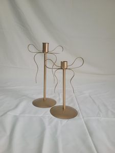 Ensemble de 2 bougeoirs en métal doré écologiques, minimalistes, pour bougies coniques, décoratifs pour anniversaire, pour table de chambre - Product Image 5