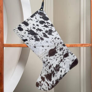 Personnalisé 16 pouces personnalisé gros vrais cheveux sur cuir de vache chaussettes de Noël bas cadeau pour les décorations de fête de Noël de vacances en famille - Product Image 4