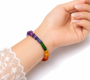 925 Sterling Silver 7 Chakra <b>Bracelet</b>, Natural Gemstone <b>Healing</b> Crystal, Yoga Energy <b>Bracelet</b> Adjustable <b>Bracelets</b> - Product Image 3