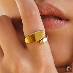 PRAO Bague tendance plaquée or anti-ternissement à taille ajustable - Product Image 5