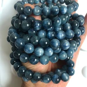 ลูกปัดหินไคยาไนต์ธรรมชาติทรงกลมแบบร้อยเส้นสำหรับทำเครื่องประดับ DIY สร้อยข้อมือ สร้อยคอ งานฝีมือ - Product Image 5