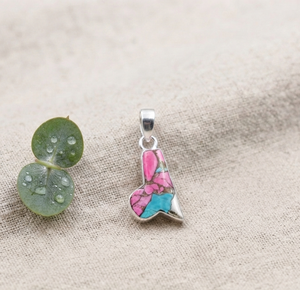 Colgante Cristiano de Algodón Natural Turquesa y Plata con Gemas Multicolor Rosa y Azul, Joyería de Declaración al por Mayor, Regalo para Ella - Product Image 5