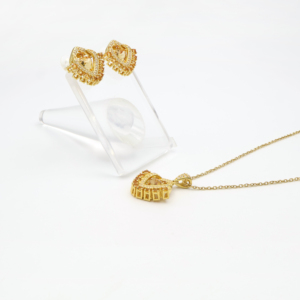 ชุดจี้และต่างหูทรงกลมสีซิทรินสุดหรู คอลเลกชันแฟชั่นสำหรับผู้หญิงสุดสง่างาม เครื่องประดับสำหรับงานปาร์ตี้สุดเก๋ - Product Image 2